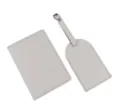 Set porta passaporto ed etichetta valigia in pelle PU tinta unita grigio chiaro viaggio - Combo Porta Passaporto E Targhetta / Grigio chiaro