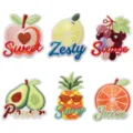 Sommer tropische Frucht bestickte Aufnaher fur Kleidung, niedliche Obst Applikationen Aufnaber. - Tropisches Fruchtset(S24SG-79-YT) / 6 Stück Packung