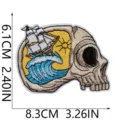Retro Totenkopf Surfen bestickt Aufnäher Segelschiff Welle Kleidung Abzeichen DIY Applikation - Totenkopf Segelboot Stil (W26KLT-22-01)