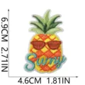 Tropical pineapple embroidered patch detail with sunglasses and sunny text design. - Pineapple Style(S24SG-12-04)