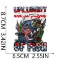 Retro bestickter Fisch Aufnäher für Jeansjacken, lustiges Bass Angeln Zubehör Abzeichen. - Großer Köderfisch-Stil (C34HD-32-01)