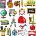 Süße Schul Schreibwaren Stickerei Aufnäher Set für Kinder Rucksäcke Kleidung Dekoration. - Set mit 20 Stück (X30QC-186-YT) / 20 Stück Set