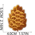 Pinecone embroidery patch close-up detail showcasing fine stitching texture and exact dimensions. - Pinecone Style (C27MG-1-03)