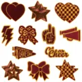DIY embroidered sequin patches set, decorative iron-on clothing appliques for jeans and bags. - X27SD-265-YT Set of 24 - Brown