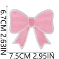 Pink embroidered bow patch detail view, perfect for DIY clothing and backpack decoration. - X27SD-1-01