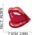 Ecusson brode levres paillettes rouges vetement reparation badge detail gros plan - Lèvre Paillettes Rose (X27ZB-148-04)