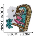 Retro Skeleton Surfing Embroidery Patch Coffin Wave Design Iron On Clothing Badge 8.3x8.2cm - Skull Coffin Style (W26KLT-2-09)