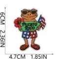 Bequemes besticktes Puerto Rico Stoffabzeichen, lustiger Frosch mit Flagge, zum Aufbügeln. - Bestickter Aufnäher(C25QG-13-04)