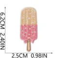 Ice cream patch detail view, cute embroidered popsicle motif with bow embellishment - Ice Cream Popsicle (X27BK-075-08)