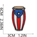 Puerto Rico Trommel Form bestickter Patch Detail mit genauen Maßen und Größenangaben. - Bestickter Aufnäher(C25QG-095-06)