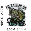 Retro Fisch Stickerei Aufnäher zum Aufbügeln für Jeansjacke DIY Abzeichen Applikation - Lieber Angeln Stil (C34HD-26-08)