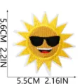 Bestickter Sonnen-Aufnäher mit Sonnenbrille, DIY Kleidung Reparatur Applike, 5.5x5.6cm. - Sonnenbrille Sonne Stil