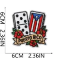 Puerto Rico Flagge Dominosteine gestickter Aufnäher Bügelbild DIY Deko Abzeichen 6cm - Bestickter Aufnäher(C25QG-16-01)