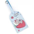 Cute blue bear PU leather luggage tag with cute strawberry design for travel bags. - Light Blue
