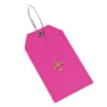 Etichetta per valigia rosa creativa con ciondolo aereo dorato e cavo d'acciaio. - Rosso rosa