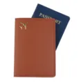 Custodia per passaporto in pelle PU marrone con ciondolo aereo dorato porta documenti - Marrone