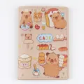 Bonita funda de pasaporte de poliuretano con diseño de capibara, protector de documentos de viaje. - Caqui