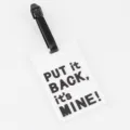 PVC soft rubber luggage tag with funny English text, durable suitcase ID holder for travel. - White