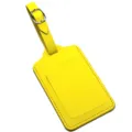 Bright yellow PU leather luggage tag with metal buckle for travel suitcases bags. - Yellow