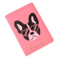 Funda para pasaporte rosa con estampado de bulldog francés y gafas de sol, estuche de viaje. - Bulldog con Gafas de Corazón / Rosa fluorescente