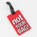 Red PVC silicone luggage tag with strap, travel bag id label, anti-lost name holder for suitcase. - Red