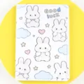 Lindo conejo de dibujos animados PU cuero funda de pasaporte, bonita cubierta protectora viaje. - Blanco
