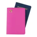 Custodia per passaporto in pelle PU rosa con accento aereo dorato organizer da viaggio - Rosso rosa