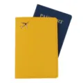 Custodia per passaporto in pelle PU con logo aeroplano dorato organizzatore documenti viaggio - Curcuma