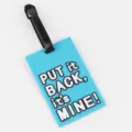 PVC luggage tag with funny English text, durable suitcase bag label, travel anti-lost id card. - Sky Blue