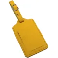 Yellow PU leather luggage tag travel bag ID label with metal buckle and card slot holder. - Dark Yellow
