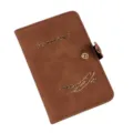 Custodia per passaporto in pelle marrone con dettagli dorati per viaggi, organizer elegante. - 14.5*10CM / Caffè