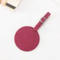 Round smiley face PU leather luggage tag travel suitcase bag ID label name tag hanger - 8.5cm / Burgundy