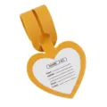 Heart shaped yellow PU leather luggage tag with name card slot for travel suitcase. - Yellow