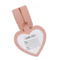 Pink heart PU leather luggage tag travel bag ID name label holder identifier strap. - Pink