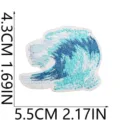 Embroidered ocean wave patch for clothing decoration, summer beach style apparel DIY badge accessory. - C32HL-088-27