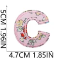 Toppa ricamata lettera C con fiori rosa, applicazione decorativa fai da te per vestiti. - C13SH-07-C