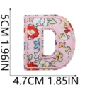 Toppa ricamata lettera D floreale bordo rosa stemma carino per vestiti e borse 5cm - C13SH-07-D