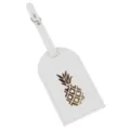 Etichetta per valigia in pelle bianca con ananas dorato impermeabile targhetta da viaggio - Bianco