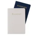 PU leather passport cover travel document organizer protective wallet case for cards - White