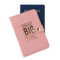 Pink PU leather passport cover with gold foil quote, stylish travel document holder for women. - Inspirational Quote Style / Pink-5 (DREAM BIG AND DARE TO FAIL)