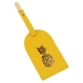 Etichetta bagaglio in pelle gialla con motivo ananas dorato per valigia viaggio - giallo limone