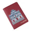 Rotes PU Leder Reise Passhuelle Ruinen von St. Paul Cover Kreditkarten Organisator Brieftasche - Burgunderrot