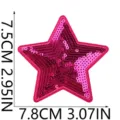 Écusson brodé étoile à sequins rose, badge décoratif DIY pour vêtements thermocollant. - N° 7 (X27WJX-12-07)