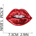 Écusson brodé lèvres à paillettes rouges pour réparation de vêtements DIY 7.3x4.7cm - Dents Blanches Lèvre Rouge (X27ZB-118-12)