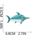 Niedlicher blauer Schwertfisch Stickerei Aufnäher Stoff Abzeichen für Kleidung Dekoration - Blauer Schwertfisch Stil