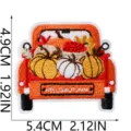 Cute autumn pumpkin truck embroidered patch DIY clothing repair craft badge accessory detail. - Red Little Truck Pumpkin Style (C27MG-13-16)