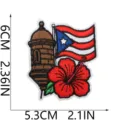 Puerto Rico Bestickter Aufnäher mit Flagge und Schloss für stilvolle Kleidung Dekoration. - Bestickter Aufnäher(C25QG-16-02)