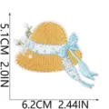 Exquisite embroidered sun hat patch with blue bow, ideal for DIY clothing and beach style decor. - Yellow Sun Hat (X27BK-082-15)