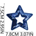 Écusson brodé étoile à paillettes bleue applique pour décoration de vêtements DIY 7.8cm - N° 12 (X27WJX-12-12)