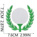 Patch brodé de golf avec motif de couronne de feuilles vertes, idéal pour vêtements et vestes DIY. - Écusson Brodé de Balle de Golf (C34GEF-12-17) / Pièce Unique (7.6x7.3cm)